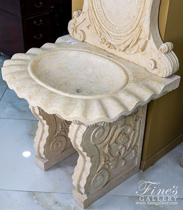 Search Result For Marble Kitchen and Baths  - A Vanity Sink In Egyptian Cream Marble - KB-100